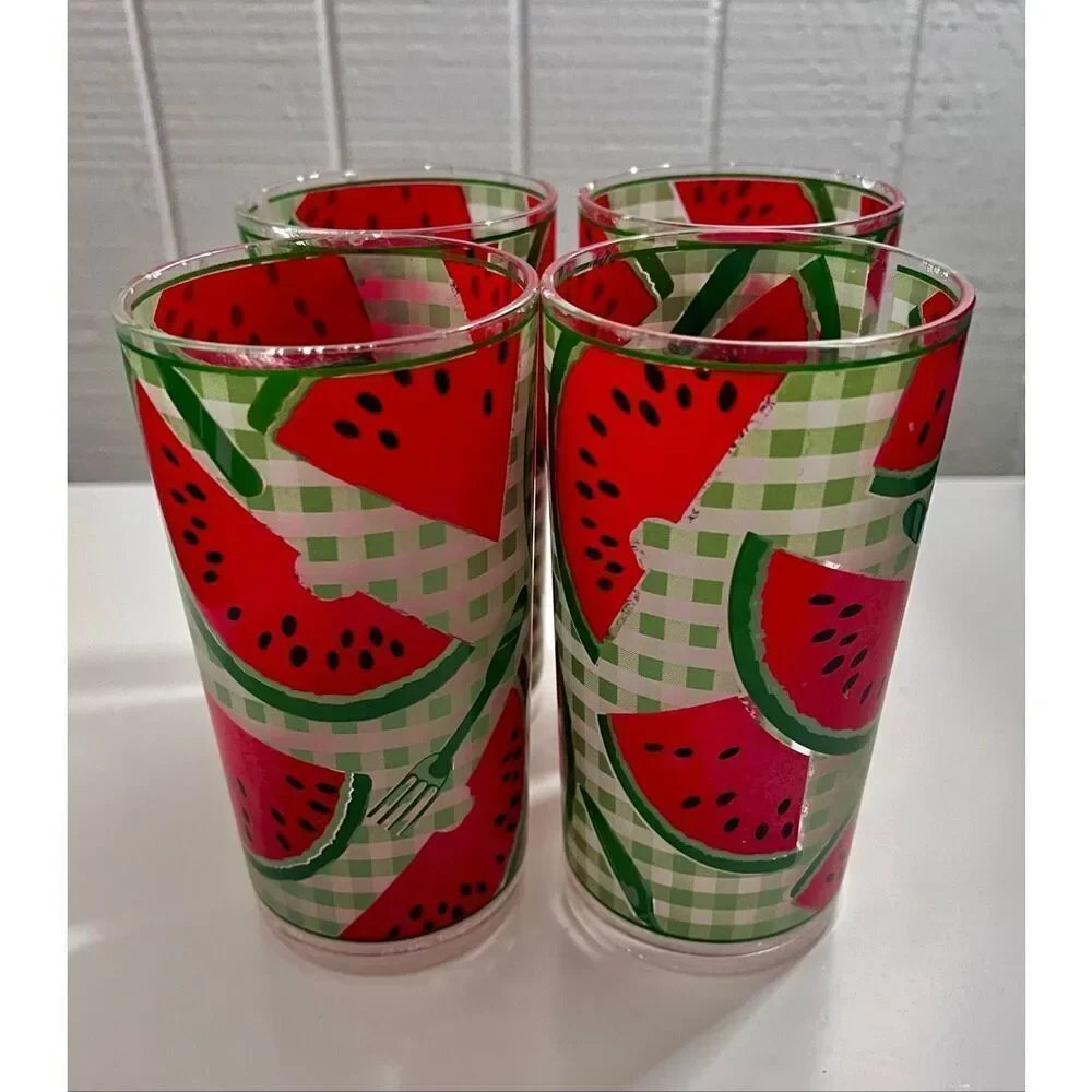 Vintage Acrylic Drinkware Set - Vintage 1980's Watermelon Tumbler Set Precisionc